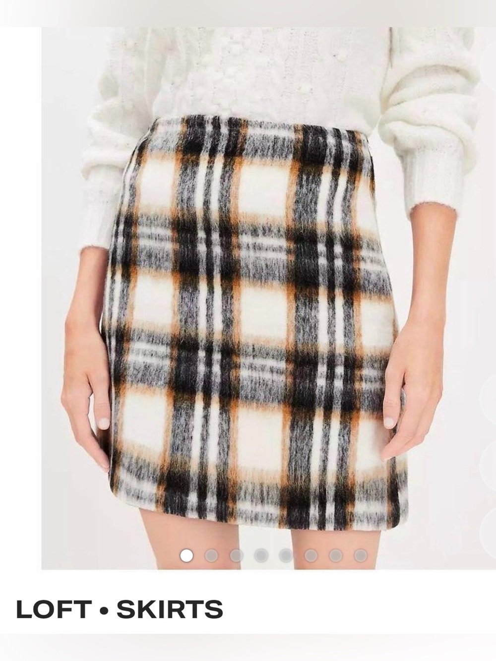 LOFT Brushed Plaid Mini Skirt in Cream, Black & Brown Size 16